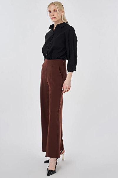 Kayra Basic Comfortable Cut Pants Chocolate