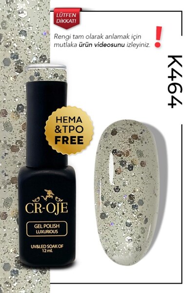 CROJE KALICI OJE Kalıcı Oje K464- Simli (12 ml.)