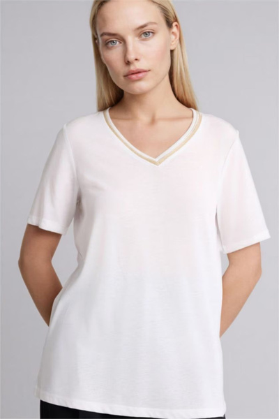 DeFacto Damen-T-Shirt F2770AX/ER105 ECRU