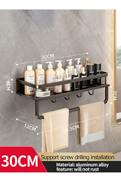 Choice black 30CM-B Bathroom Rack Bathroom Shelf Toilet Space Aluminum Hangin...