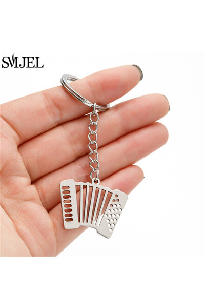 Choice 063 New Stainless Steel Guitar Keychain Cute Accordion Keyring for Wom...