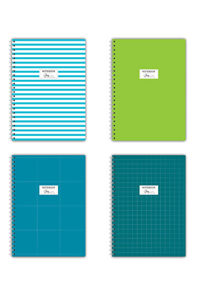 Be Online A5 Spiral School Notebook Set of 4 - Lined Colored Cardboard Cover ...