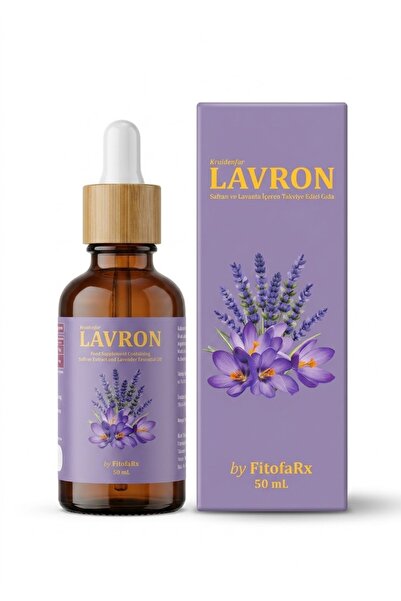 Kruidenfar Lavron Safran ektresi ve Lavanta uçucu yağı içeren bitkisel damla