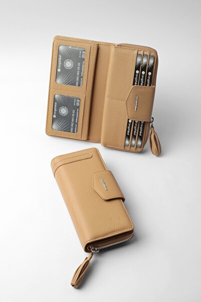 CENGİZ PAKEL Genuine Leather Large Internal Volume Women's Wallet - Functiona...