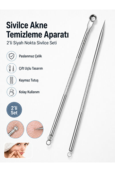RAMDET 2’li Akne Siyah Nokta Temizleme Aparatı Komedon Gözenek Bakım Seti
