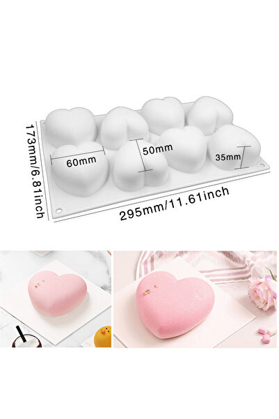 Choice 8 Cavity Silicone Pastry Molds for Chocolate 3D Heart Shaped Mousse Ca...