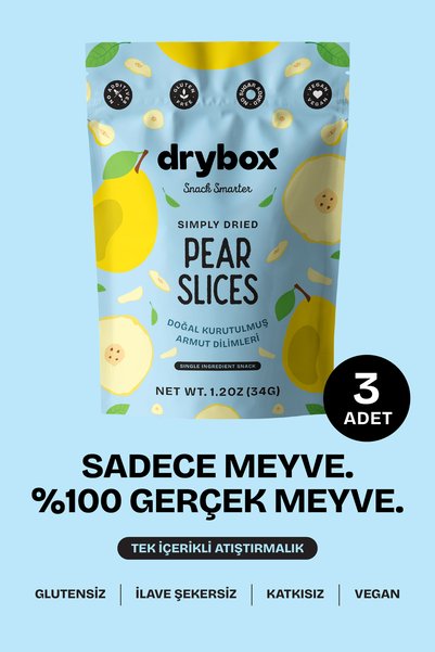 DRYBOX Natural Dried Pear Slices (Soft and Naturally Sweet) - 34g Pack of 3