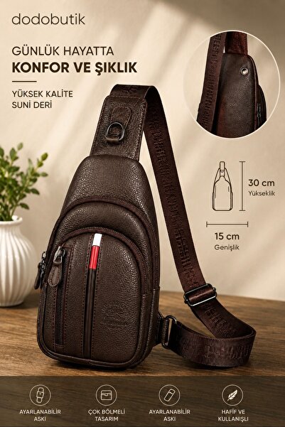Dodo4men Men's Brown Cross Chest and Shoulder Bag Body Bag