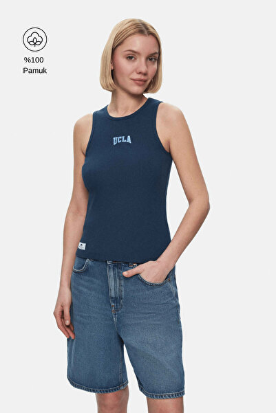 UCLA Tricou de damă SALINAS, albastru marin, cu mâneci scurte, brodat, 100% b...