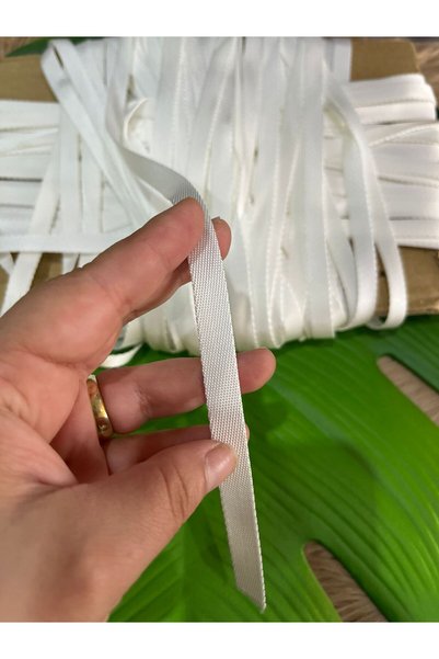 Gönülden Tasarım Flat Trim 1 cm Wide Ribbon Sewing Bordure 1 Meter White