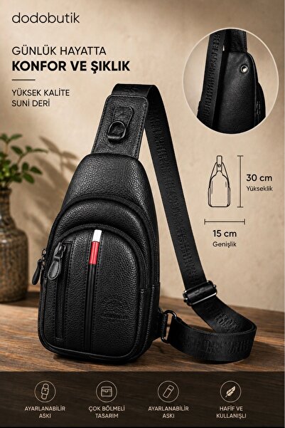 Dodo4men Erkek Siyah Çapraz Göğüs ve Omuz Çantası Body Bag