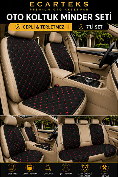 ECARTEKS PREMİUM QUALİTY CAR ACCESSORİES مجموعة وسائد مقاعد السيارة المقاومة ...