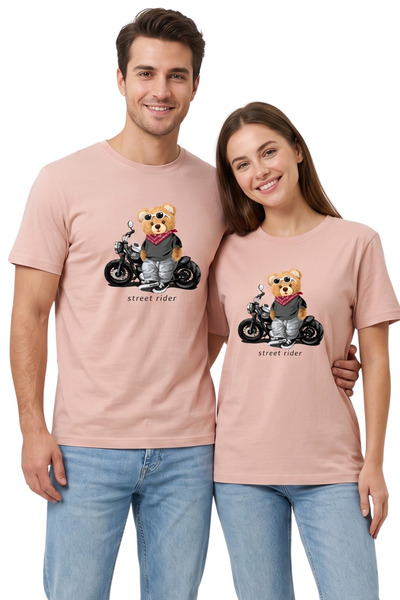 DK DAKSEL Unisex Πολύχρωμο μπλουζάκι Street Rider με στάμπα αρκουδάκι, 100% β...