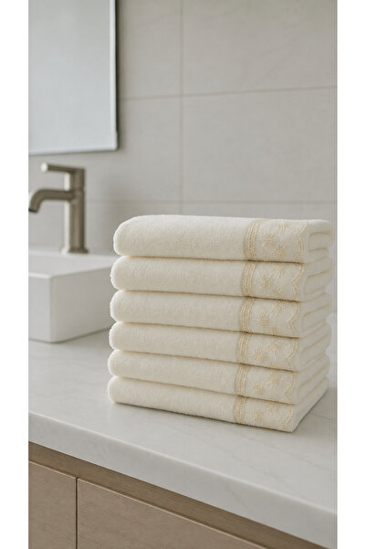 Güvenal Carla Velvet Guipure Towel 30*50 6 Pieces Towels |   Dowry Towel |   ...