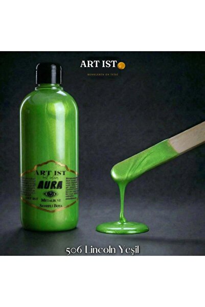 ART IST AURA Sedefli ve Vernikli Metalik Akrilik Boya 500 ml – 506 Lincoln Ye...