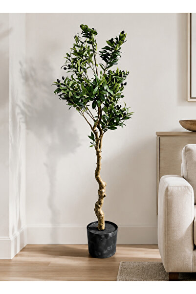 Yallabena شجرة زيتون اصطناعية بطول 180 سم بأسلوب نورديك، نبات مزيف في وعاء لل...