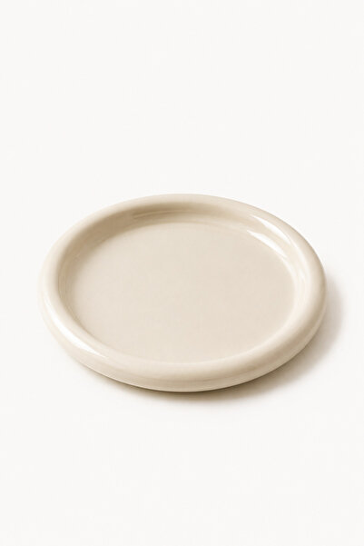 Beige & Stone Ceramic Cream Donut Breakfast Pastry Food and Dessert Serving P...