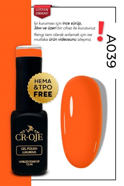 CROJE KALICI OJE Kalıcı Oje A039- Turuncu (12 ml.)