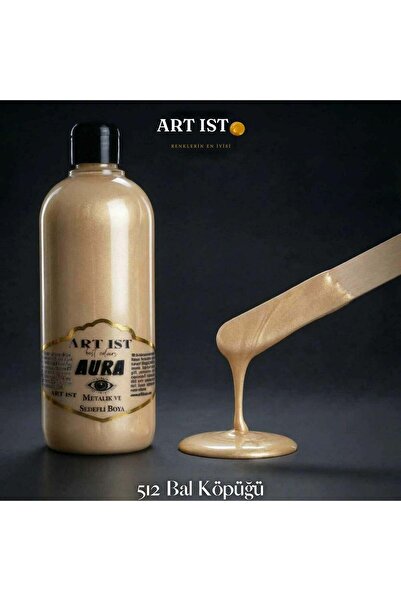 ART IST AURA Sedefli ve Vernikli Metalik Akrilik Boya 500 ml – 512 Bal Köpüğü...