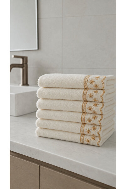Güvenal Carla Velvet Guipure Towel 30*50 6 Pieces Towels |   Dowry Towel |   ...