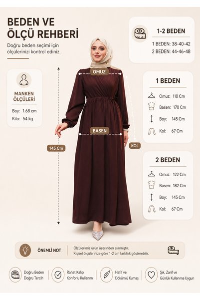 Berel Moda Hijab Dress Ferace Black Hürrem Inner and Outer Tie-Down Wrinkle-Free Crepe