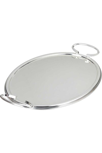 Alsaif Gallery Al Saif Gallery Steel Serving Tray, 44.5x32.5x1 cm - Silver
