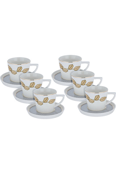 Alsaif Gallery Al Saif Gallery porcelain coffee cup set, 12 pieces, leaf patt...