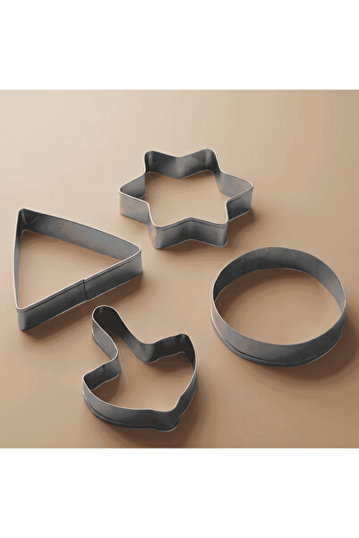 Alsaif Gallery Steel Cookie Cutter Set, 4 Pieces - Silver