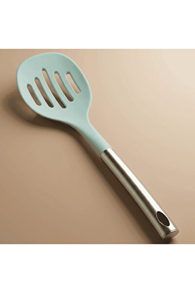 Alsaif Gallery perforated silicone spatula, silver-green steel handle