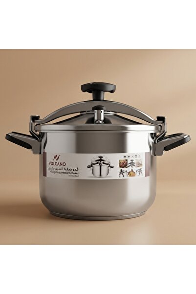 Alsaif Gallery Al Saif Gallery Volcano Steel Pressure Cooker, 7 Liters - Silver