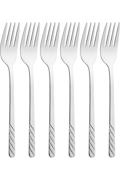Alsaif Gallery Al Saif Gallery Stainless Steel Dessert Fork Set, 6 Pieces, En...