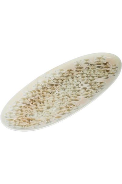 Alsaif Gallery Al Saif Gallery Porcelain Plate, 45.7x20x2 cm, Oval - White Pink