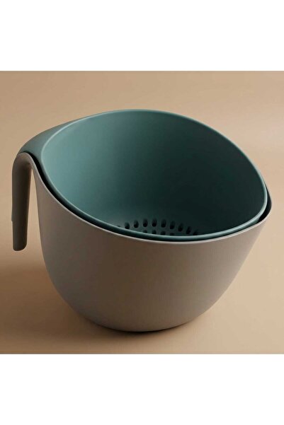 Alsaif Gallery Al Saif Gallery Plastic Bowl With Strainer, 24X24X15 Cm - Grey