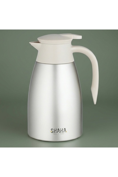 SHAHA Thermos, Internal Stainless Steel Holder, 2 Liters, Pressure - Creamy M...