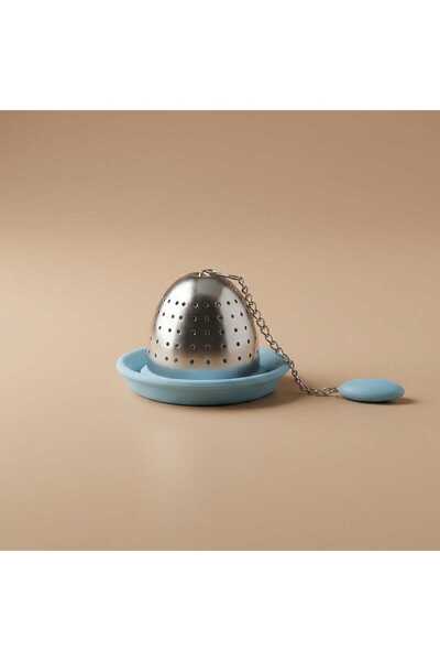 Alsaif Gallery Al Saif Gallery Steel Tea Strainer, Drip Saucer - Light Blue