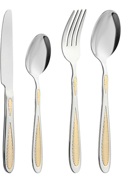 Alsaif Gallery Al Saif Gallery Stainless Steel Cutlery Set, 24 Pieces - Silve...