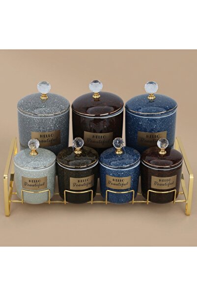 Alsaif Gallery Al Saif Gallery porcelain spice box set, stand, 7 pieces - col...