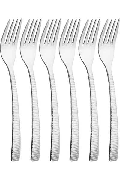 Alsaif Gallery Al Saif Gallery Sola Steel Sweet Fork Set, 6 Pieces - Silver