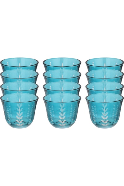 Alsaif Gallery Al Saif Gallery Saudi Coffee Cup Set, Glass, 12 Pieces, Floral...