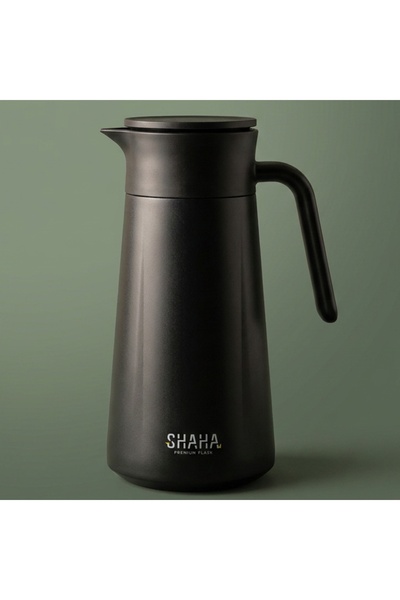 SHAHA Thermos, Stainless Steel Inner Container, 1.9 Liters - Black