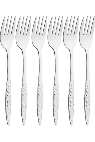 Alsaif Gallery Al Saif Gallery steel sweet forks, engraved, 6 pieces - silver
