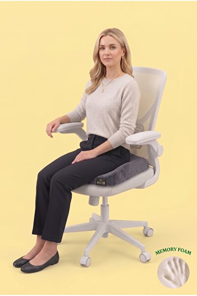 Dear Visco Ortopedik Yeni Nesil Coccyx Minder Füme Kadife Kuyruk Sokumu İçin Yüksek Yoğunluklu Visco Posture Oturma Minderi 47x41x12 Cm DVM-22F