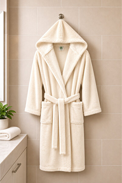 MYSOFTHOME Triga Organic Fabric Hooded Bathrobe 100% Cotton Ultra Soft Textured