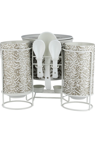 One More Porcelain Soup Set, 35x25x25 cm, 16 Pieces - White Beige
