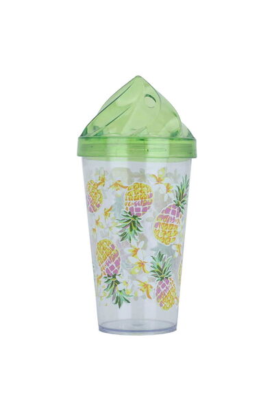 Alsaif Gallery Al Saif Gallery Plastic Cup With Straw, 660 Ml - Green
