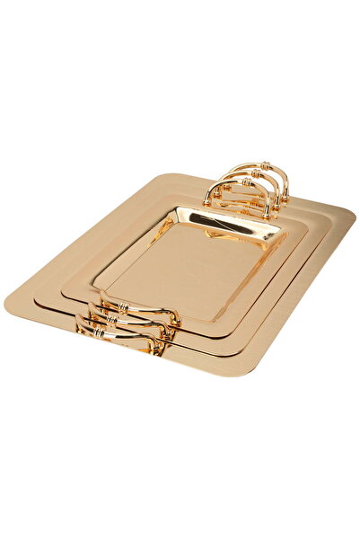 Alsaif Gallery Al Saif Gallery steel topper set, 3 pieces, rectangular - gold