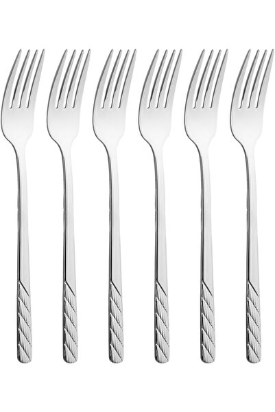 Alsaif Gallery Al Saif Gallery Stainless Steel Dinner Fork Set, 6 Pieces, Eng...