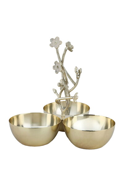 Alsaif Gallery Al Saif Gallery Steel Hala Holder, 20X20X24 Cm, 3 Boxes - Gold