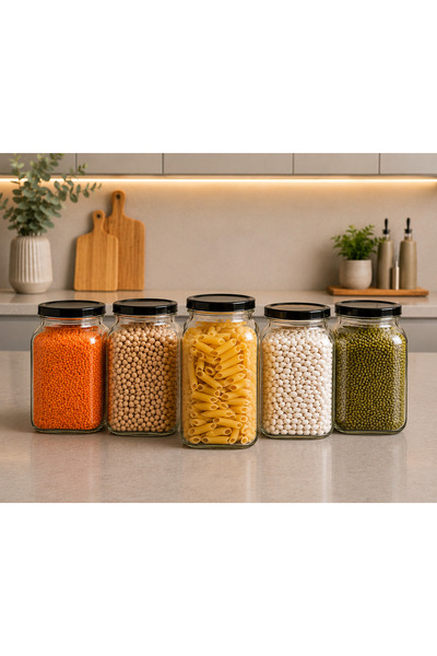 mafa home 5-Piece Kitchen Legume Storage Jar Chickpeas, Lentils, Rice, Bulgur...