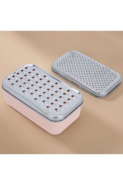 Alsaif Gallery Grater with Steel Box, Rectangle, 3 Pieces - Pink